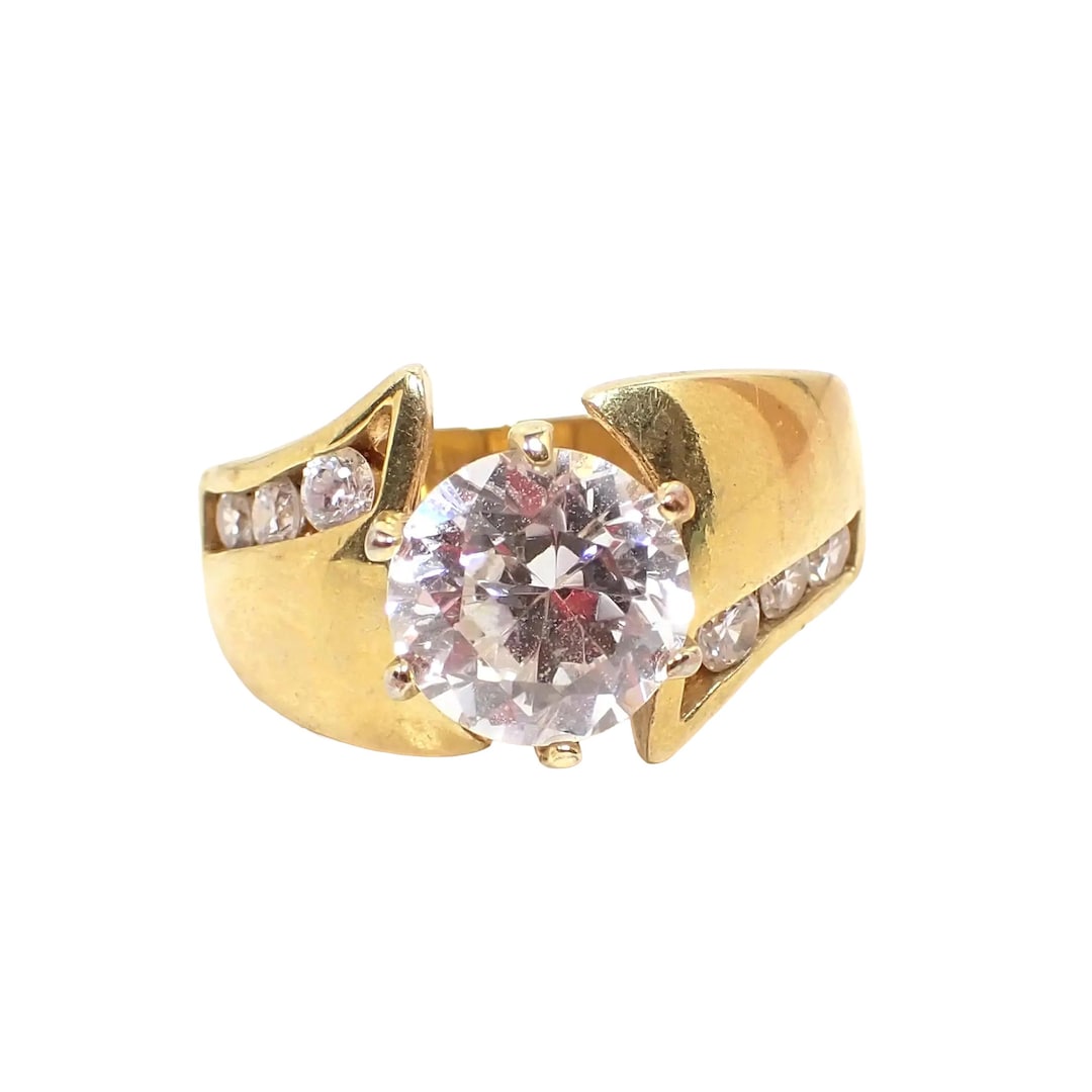 RSC R S Covenant Vintage 18KTGE Gold Plated Rhinestone Cocktail Ring - Etsy