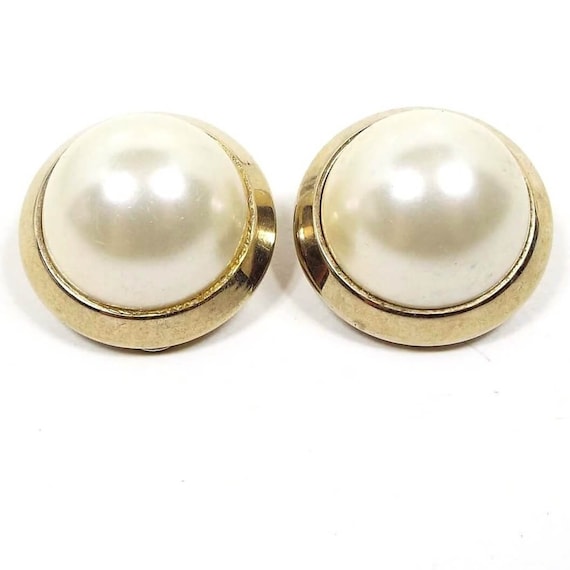 Marvella Domed Round Faux Pearl Vintage Clip on Ea