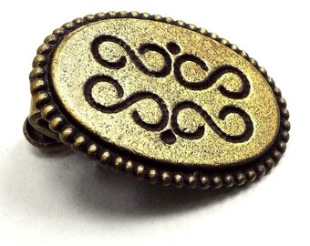 Small Oval Antiqued Brass Vintage Tie Clip, Skinny Tie Jewelry