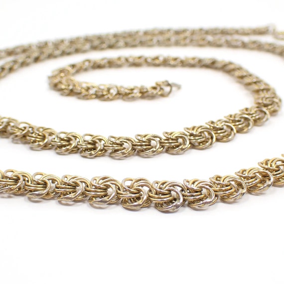 1970's Vintage Fancy Link Chain Necklace, Gold To… - image 2