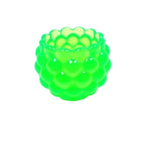 Handmade Small Neon Green Resin Bumpy Round Decorative Bowl with Scalloped Edge