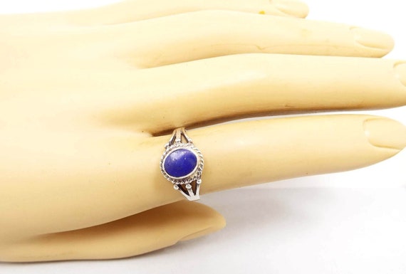 Sterling Silver Vintage Lapis Lazuli Ring, 925 Ge… - image 2