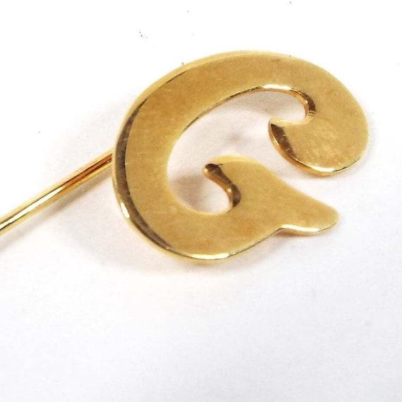 Letter Initial G Vintage Stick Pin, Gold Tone, Gi… - image 1