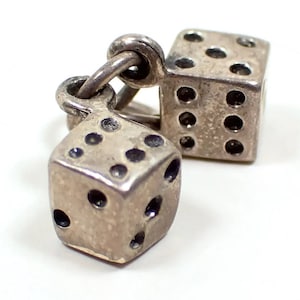 Tiny Pewter Mid Century Vintage Miniature Dice Set Charm