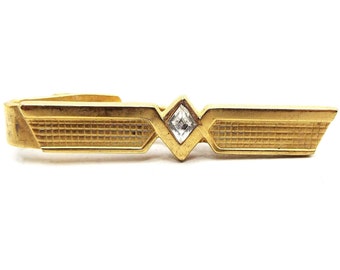 Speidel Modernist Retro Vintage Rhinestone Tie Clip