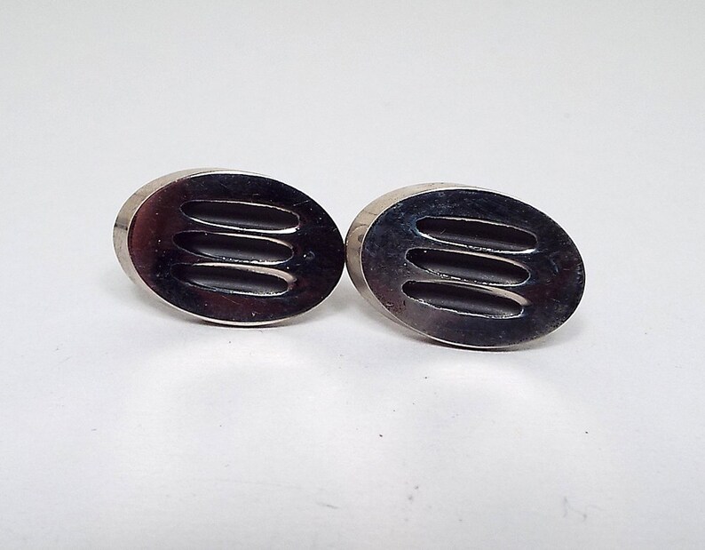 Silver Tone Vintage Cufflinks Vintage Cuff Links Formal Jewelry Modernist Retro 1970s 70s Cuff Links