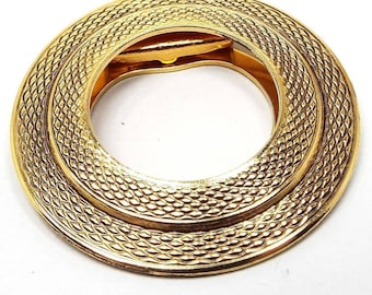 Lieba Textured Round Gold Plated Retro Vintage Scarf Clip