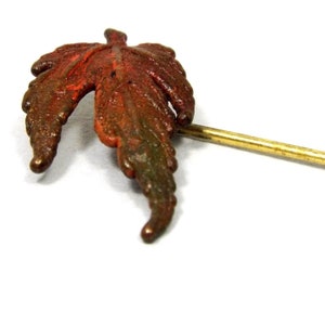 Enameled Leaf Mid Century Vintage Stick Pin, Fall Jewelry