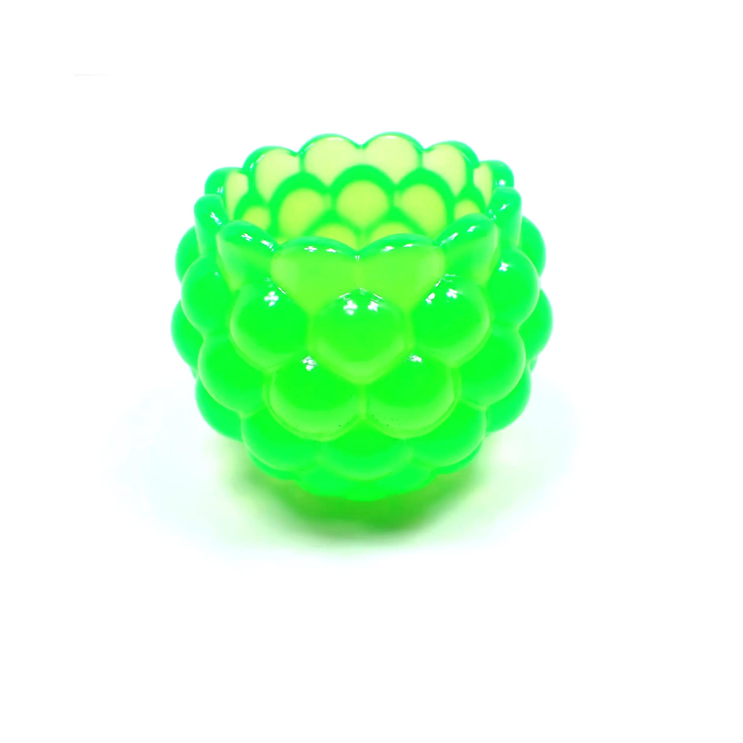 Small Handmade Round Bright Neon Green Resin Pot with Scalloped Edge, UV Fluorescent Decorative Bowl, Fun Gifts