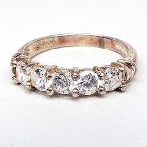 Sterling Silver Vintage Cubic Zirconia Band Ring, 925 NF Thailand