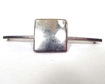 Large Square Mid Century Vintage Collar Clip Stay, Silver Tone