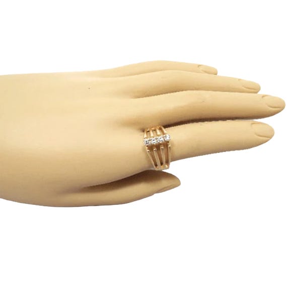 Vintage Rhinestone Split Band Ring - image 2