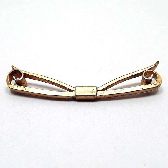 Art Deco Brass Spiral End Vintage Collar Clip Stay - image 1