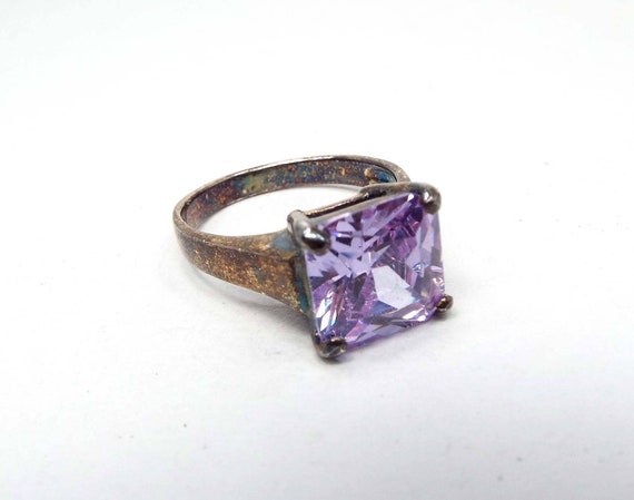 Sterling Silver and Purple Cubic Zirconia Vintage… - image 3