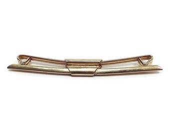 Swank Art Deco Vintage Collar Clip Stay, Gold Tone Angled Flared