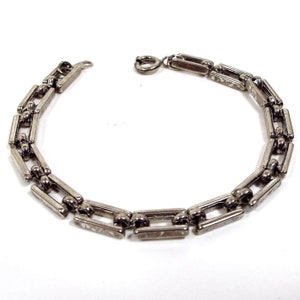 Rectangle Link Vintage Chain Bracelet, Antiqued Silver Tone