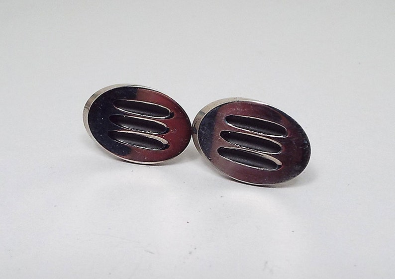 Silver Tone Vintage Cufflinks Vintage Cuff Links Formal Jewelry Modernist Retro 1970s 70s Cuff Links