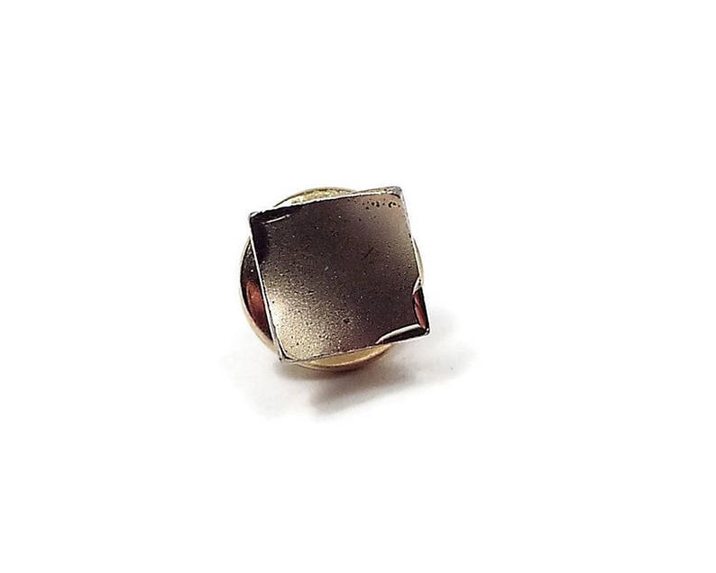 Matte Gold Tone Curved Square Mens Gift Swank Signed Suit Jewelry Mid Century 1960s 60s Vintage Tie Tack