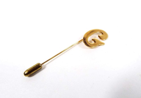 Letter Initial G Vintage Stick Pin, Gold Tone, Gi… - image 2