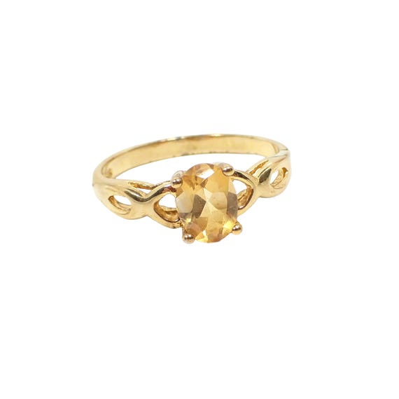 UTC Ultimate Trading Corporation Vintage Vermeil and Oval Citrine Gemstone Ring