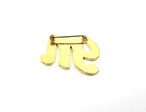 Initial Letter M Vintage Brooch Pin, Gold Tone - image 2