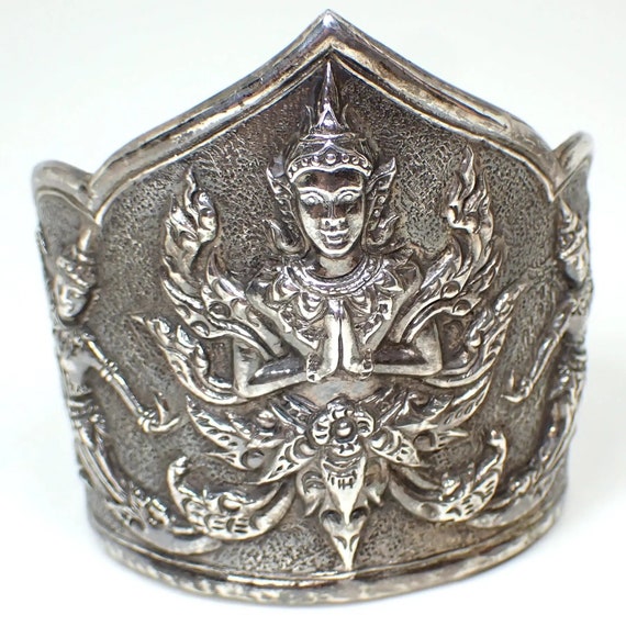 Thai Siam Sterling Repousse Hindu Goddess Mid Cent