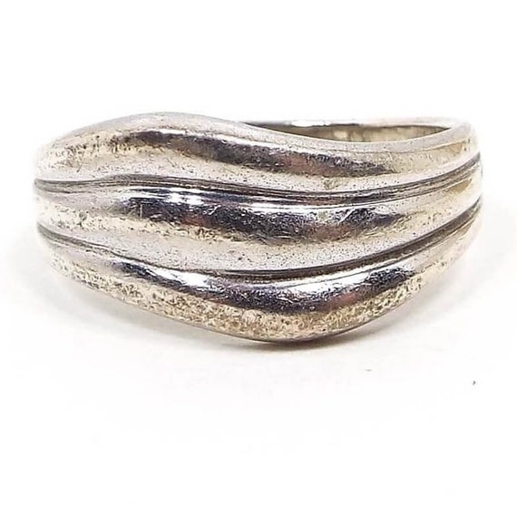 Sterling Silver Vintage Curvy Band Ring, 925 NF