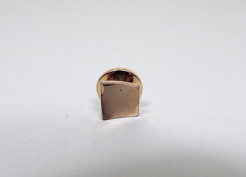 Matte Gold Tone Curved Square Mens Gift Swank Signed Suit Jewelry Mid Century 1960s 60s Vintage Tie Tack