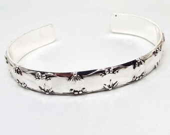 Avon Vintage Cuff Bracelet, Silver Plated Repousse Design