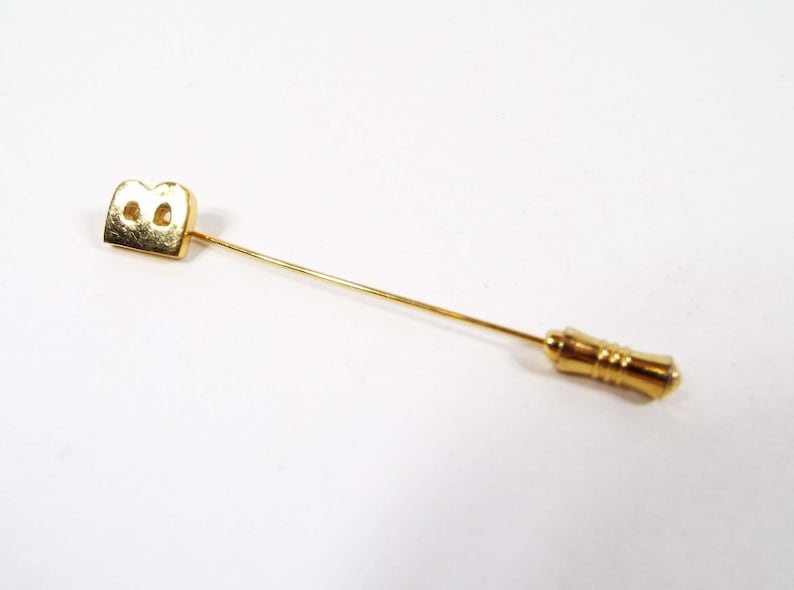 Mid Century 1960s Trifari Vintage Letter Initial B Stick Pin Gold Tone Lapel Pin