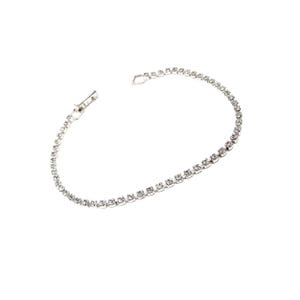 Thin Vintage Rhinestone Silver Tone Bracelet