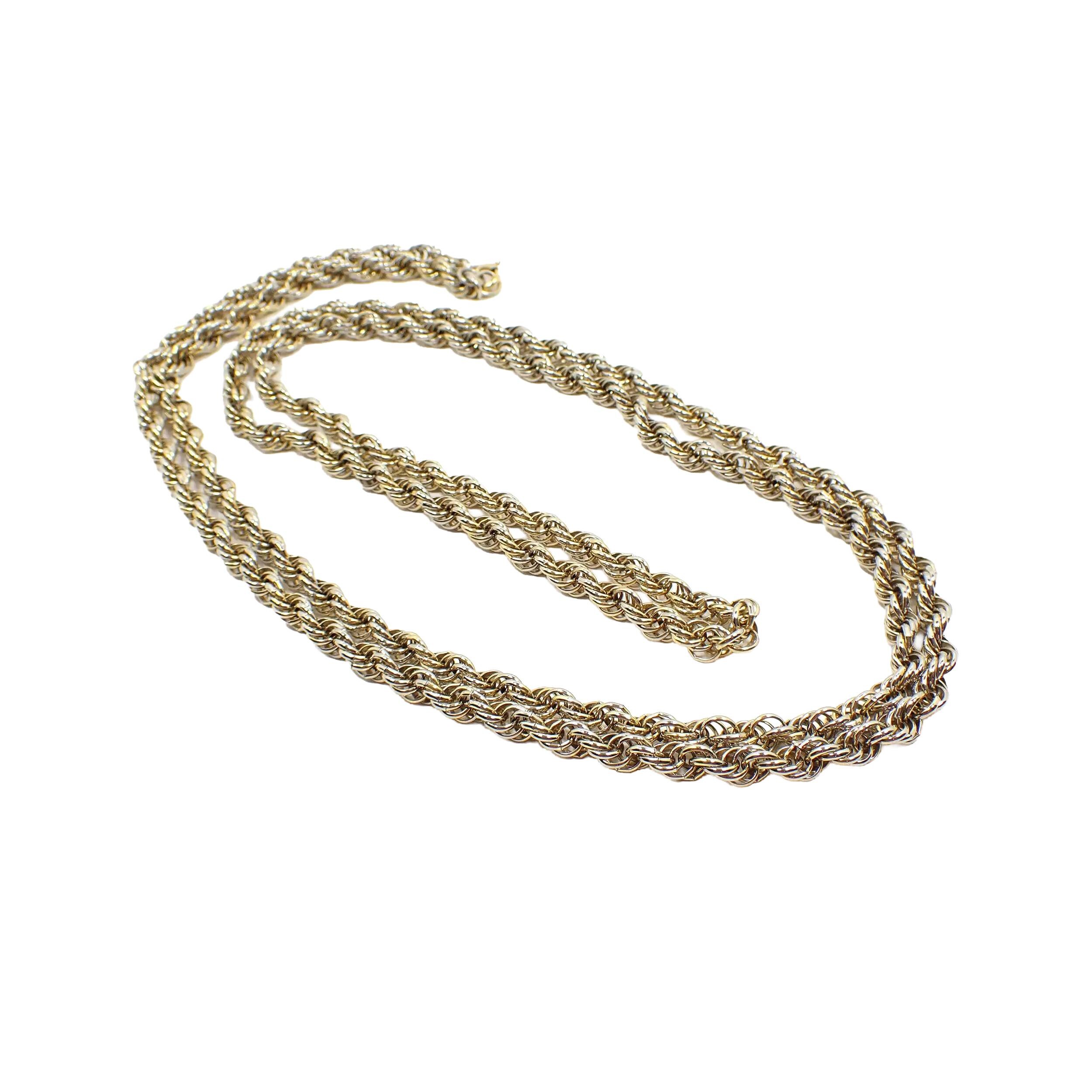 Long Monet Vintage Two Tone Twisted Rope Chain Necklace - Etsy