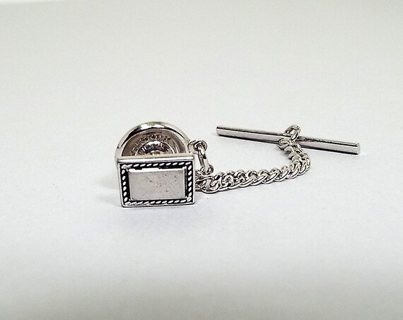 Vintage Square Metal Tie Tack Heavy Scratches