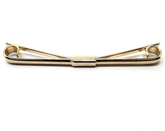 1990s Long Curled End Vintage Collar Clip Stay, Gold Tone