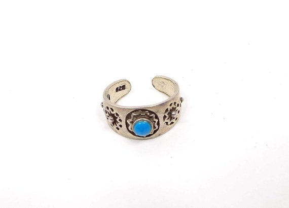 Vintage Sterling Silver and Glass Faux Turquoise … - image 2