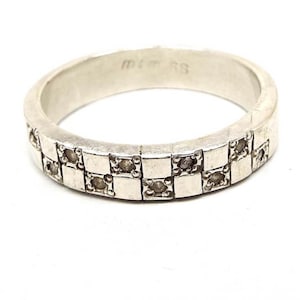 【完売間近】 TOWTOW.ARCHIVE Checker Board Ring Silver CZ Silver Checker Board Ring - Etsy