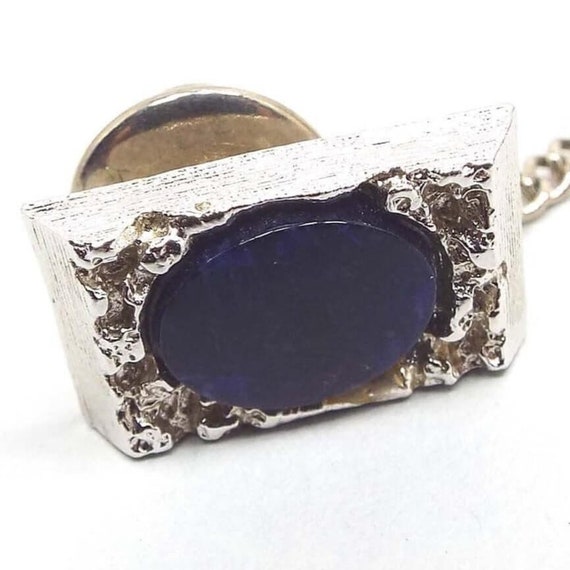 Dark Blue Sodalite Gemstone Vintage Tie Tack , Si… - image 1