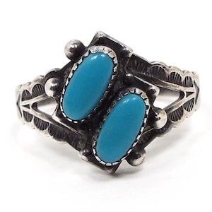 Sterling Silver Vintage Turquoise Ring, Gemstone Jewelry, Boho Southwestern Style