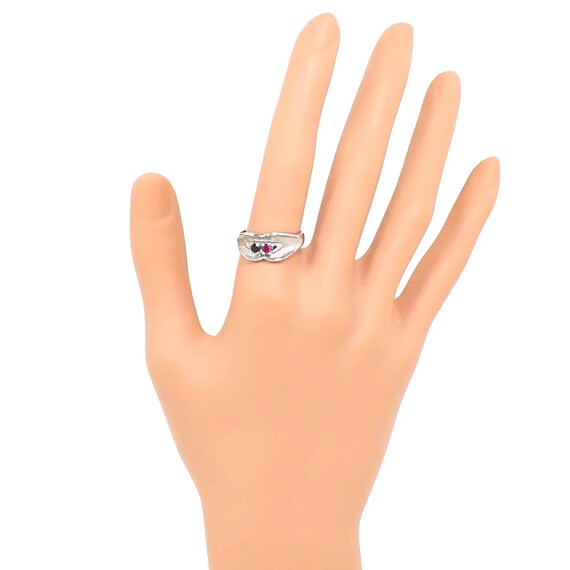 Vintage Lab Created Ruby and Emerald Sterling Sil… - image 2