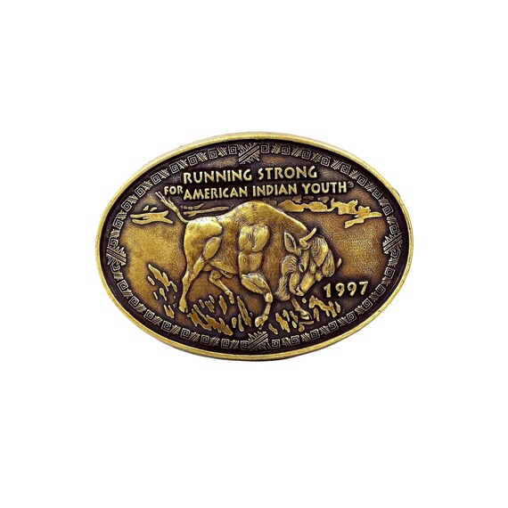 Vintage Running Strong for American Indian Youth 1997 Belt Buckle