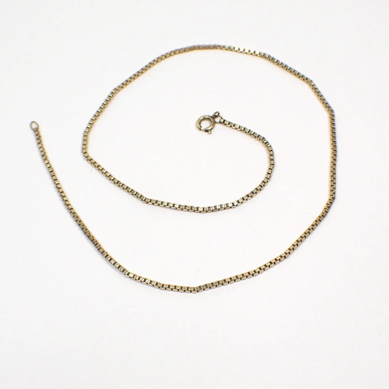 15 Inch Avon Gold Filled Vintage Box Chain Necklace with Spring Ring Clasp image 2