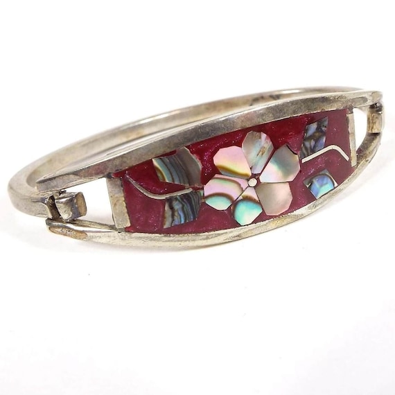 Best Vintage Native American Navajo Pink Shell Leaf Sterling Silver Bracelet Best Vintage Native American Navajo Pink Shell Leaf Sterling Silver Bracelet