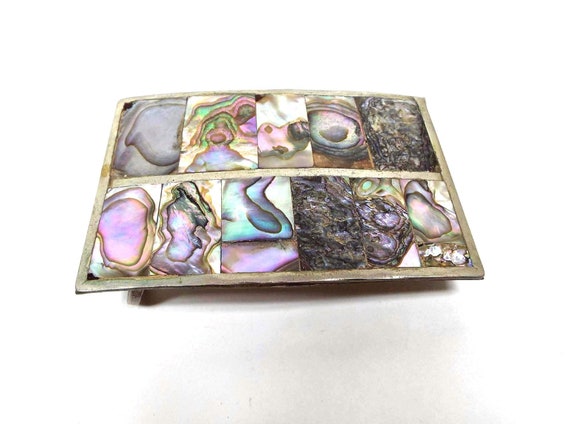 Mexican Retro Vintage Abalone Belt Buckle - image 2