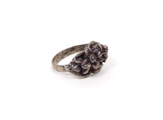 Mexican Sterling Silver Vintage Flower Ring, Boho… - image 3