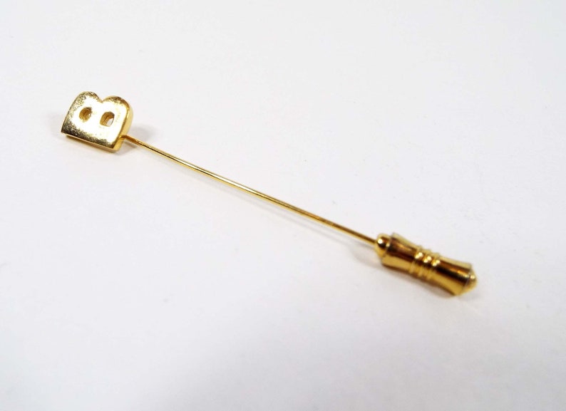 Mid Century 1960s Trifari Vintage Letter Initial B Stick Pin Gold Tone Lapel Pin