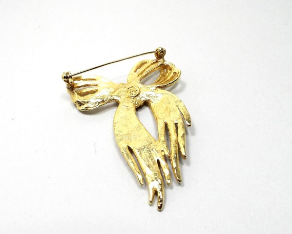 Boyd Vintage Bow Brooch Pin, Gold Tone - image 3