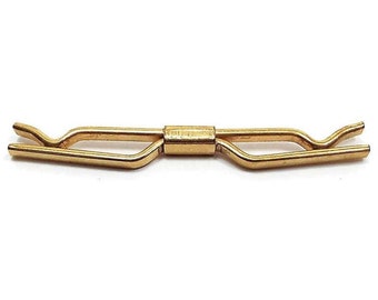 Mid Century Vintage Angled Collar Clip Stay, Gold Tone, Best Man Groom Gift