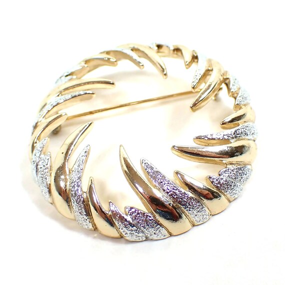 Sarah Coventry Two Tone Round Vintage Brooch Pin,… - image 1