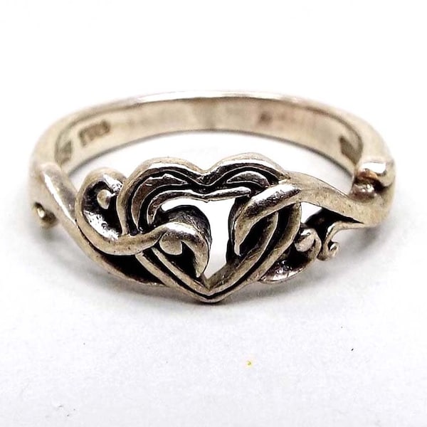 Sterling Silver Vintage Heart Ring, 925 TMA Thailand, Valentine's Day