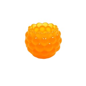 Handmade Small Neon Orange Resin Bumpy Round Decorative Bowl with Scalloped Edge